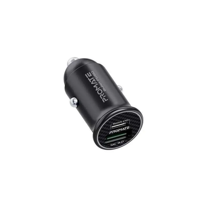 Promate Ultra-Compact 60W Usb-C Car Charger With Power Delivery & Qc3.0 1
