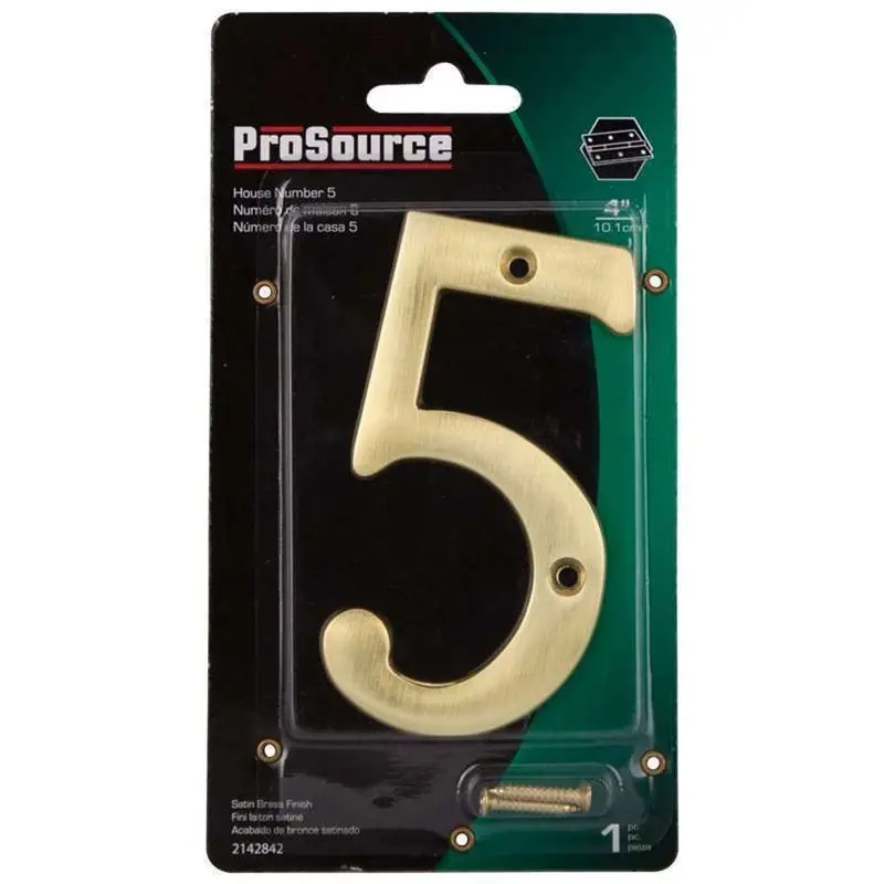 Prosource 4-Inch Polished Brass House Number 5 1