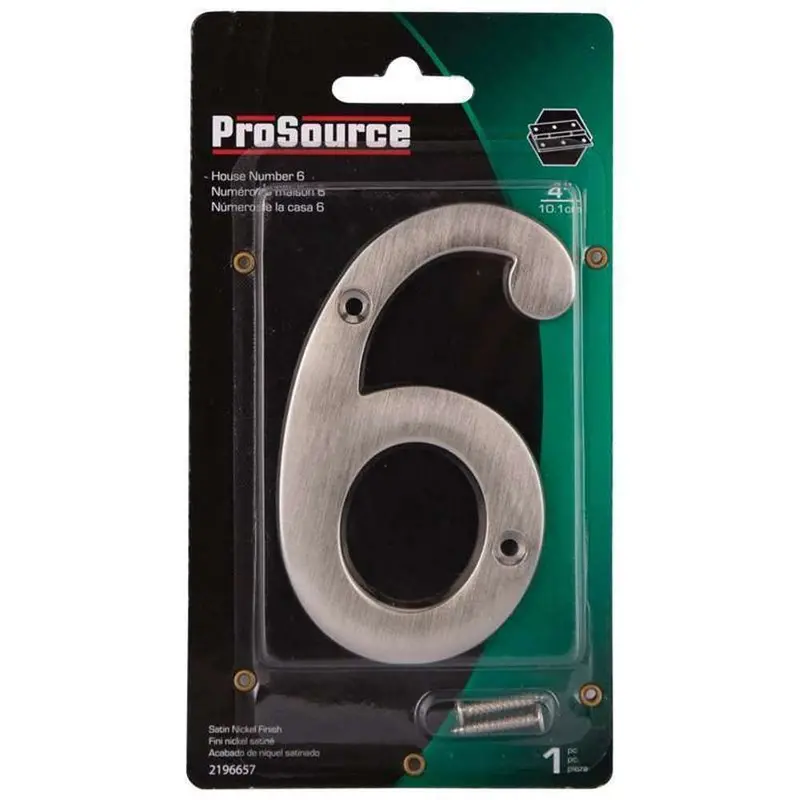 Prosource 4-Inch Satin Nickel House Number 6 1