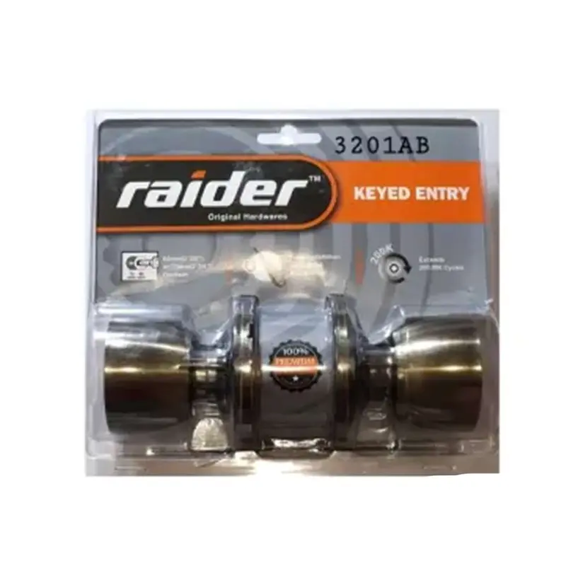Raider Matte Black Interior Entrance Door Lock 1