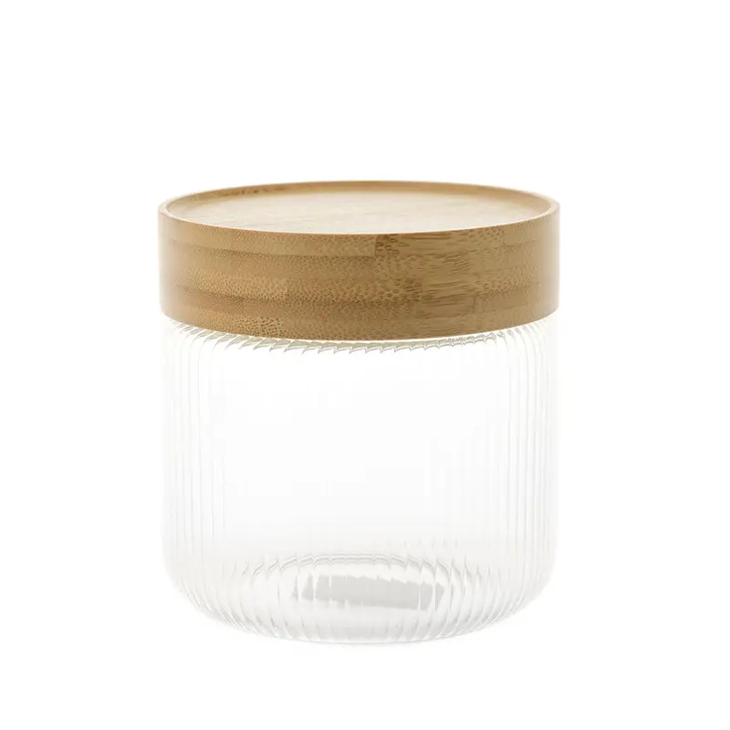 Ribbed Glass Storage Canister – Small Size 1