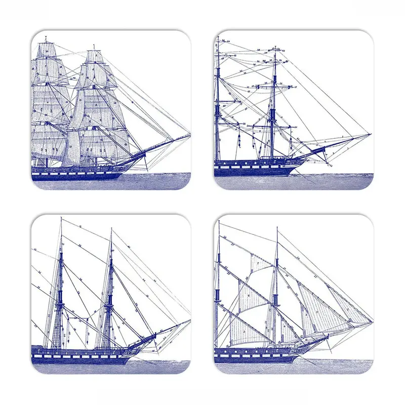Rigging Birchwood Square Coaster Set – Natural Wood Finish, 4-Piece 1