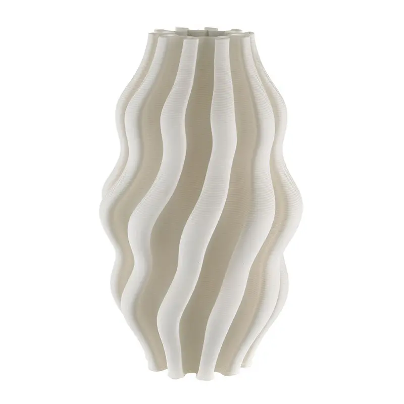 Rippled 3D-Printed Ceramic Vase – 20 × 34 Cm 1