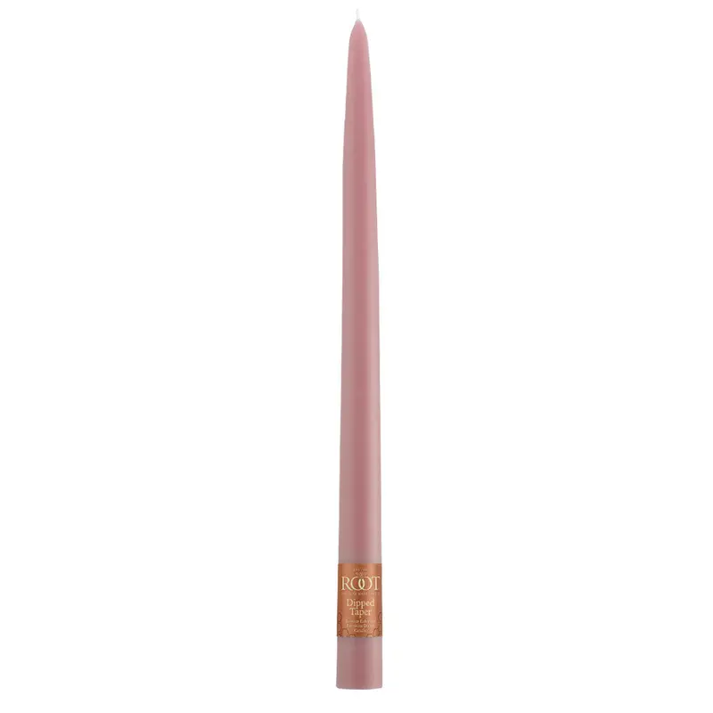 Root Candles 12-Inch Dusty Rose Dipped Taper Candle 1