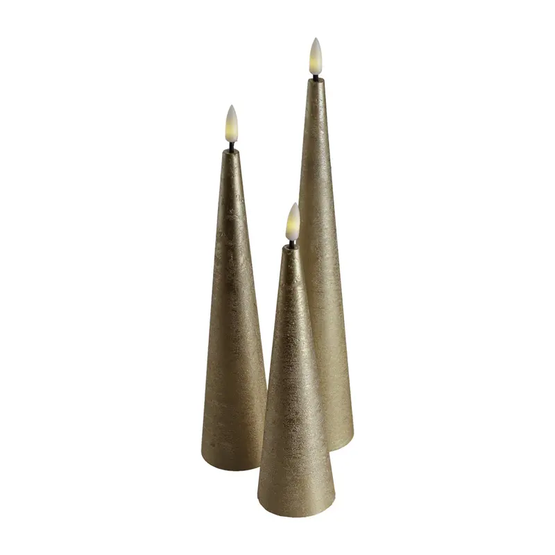 Rustic Gold Flameless Led Taper Candles (Set Of 3 Sizes) 1