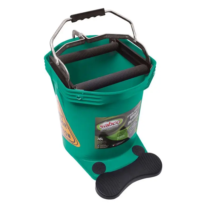 Sabco Wide-Mouth 16L Mop Bucket – Green & White 1