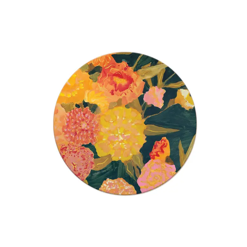 Seedlings Coaster: 'Marigolds' Botanical Design 1