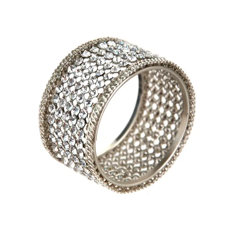 Set Of 4 Nickel-Plated Crystal Napkin Rings 1