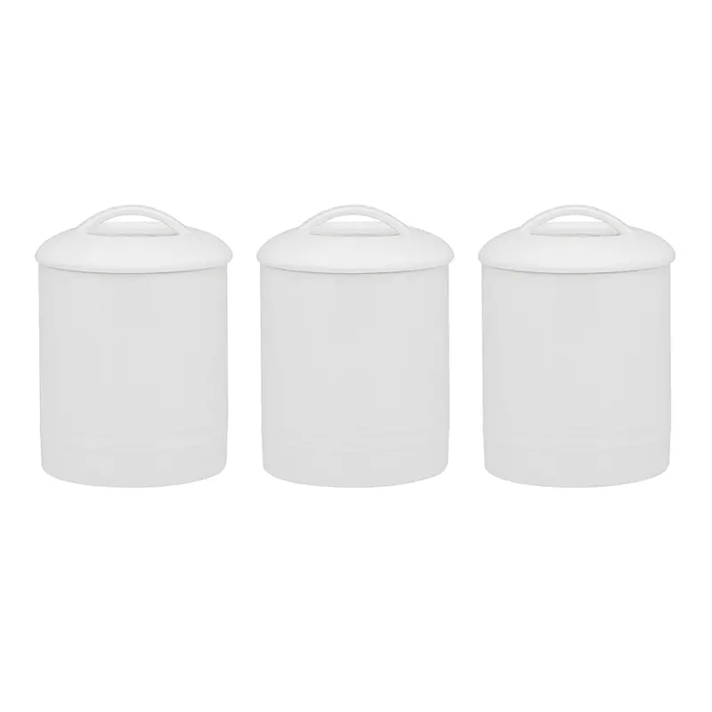 Set Of Three White Storage Canisters 1