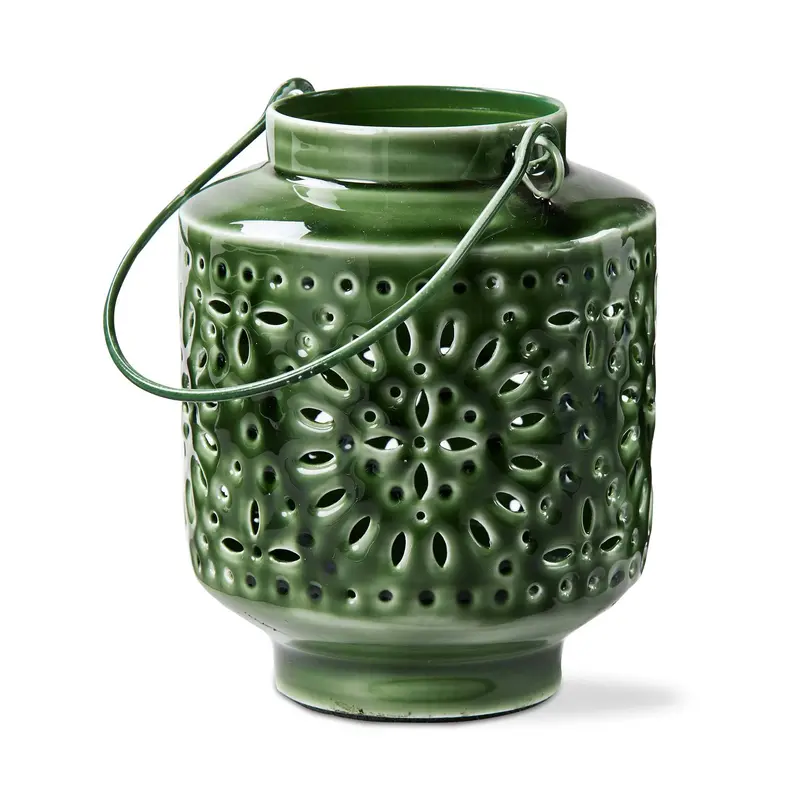 Small Aura Enamel Lantern – Emerald Green 1