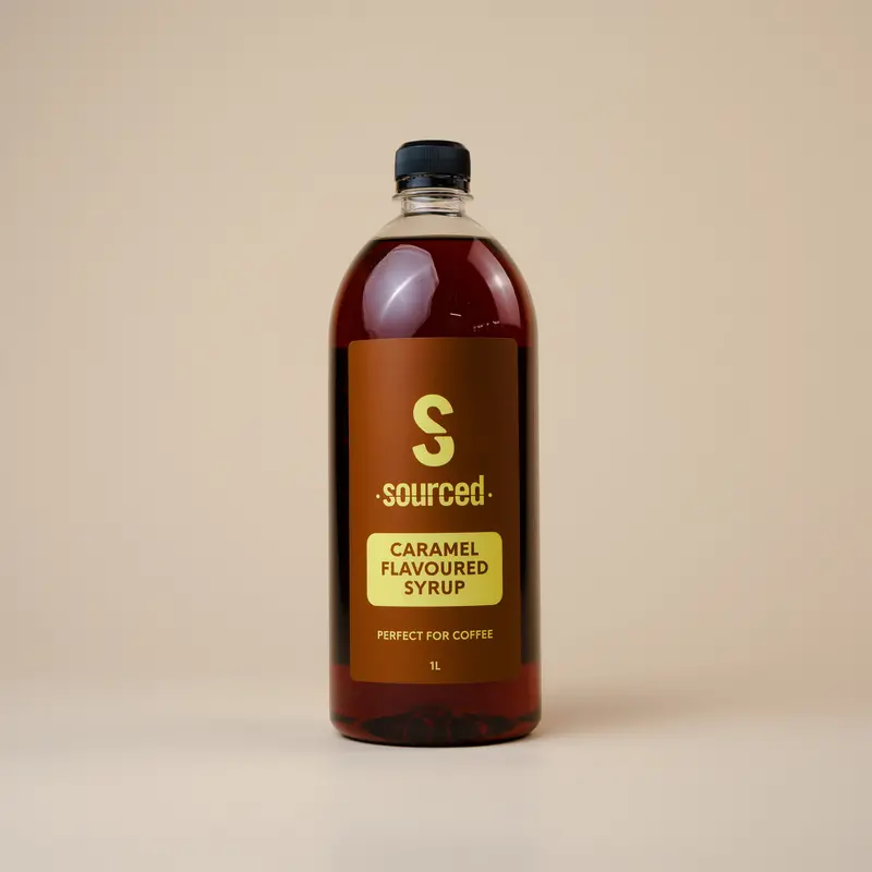 Sourced Caramel Syrup – Gourmet Sweetener For Hot & Cold Drinks 1