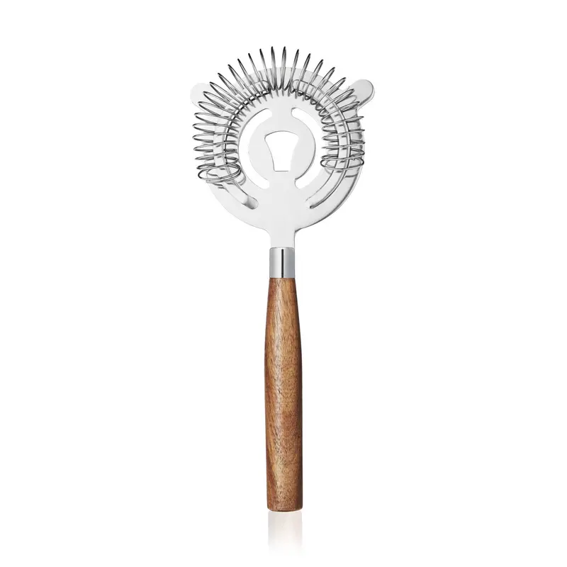 Stainless Steel Cocktail Strainer With Acacia Wood Grip 1
