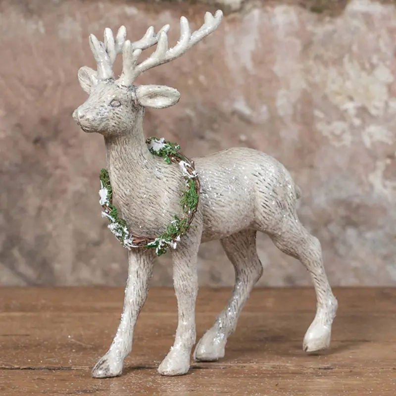 Standing Deer Figurine With Wreath – 13" Decor By Ragon House 1
