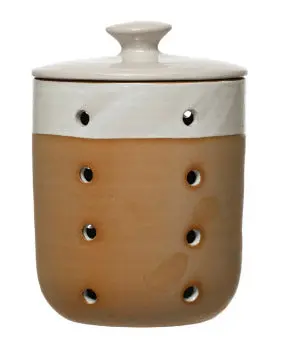 Stoneware Garlic Keeper With Airtight Lid 1