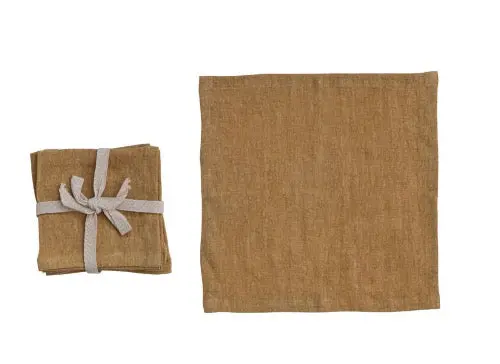 Stonewashed Linen Cocktail Napkins – Assorted Designs 4