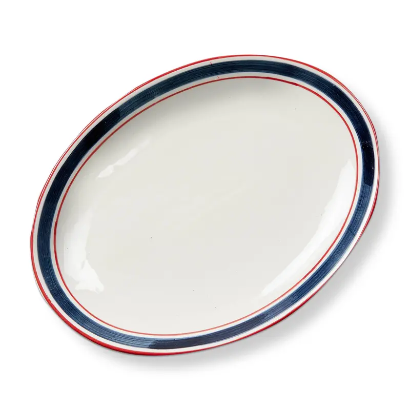 Summer Stripe Stoneware Platter – Multi-Tone Serving Dish 1