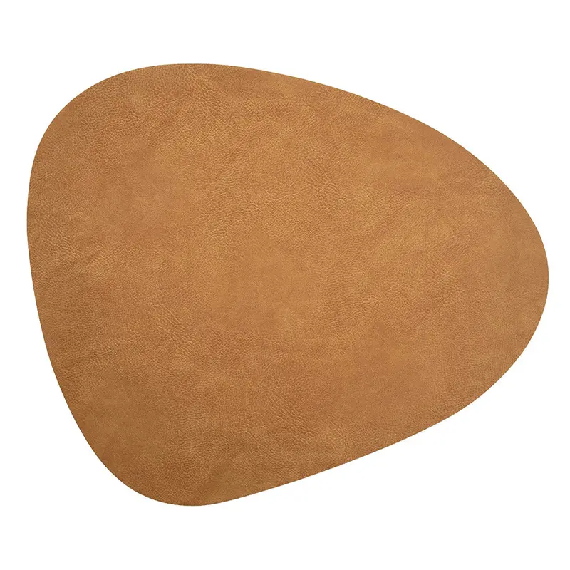 Tan Pebble-Shape Pu Faux Leather Placemat – 37X44 Cm Neutral Dining Accessory 1