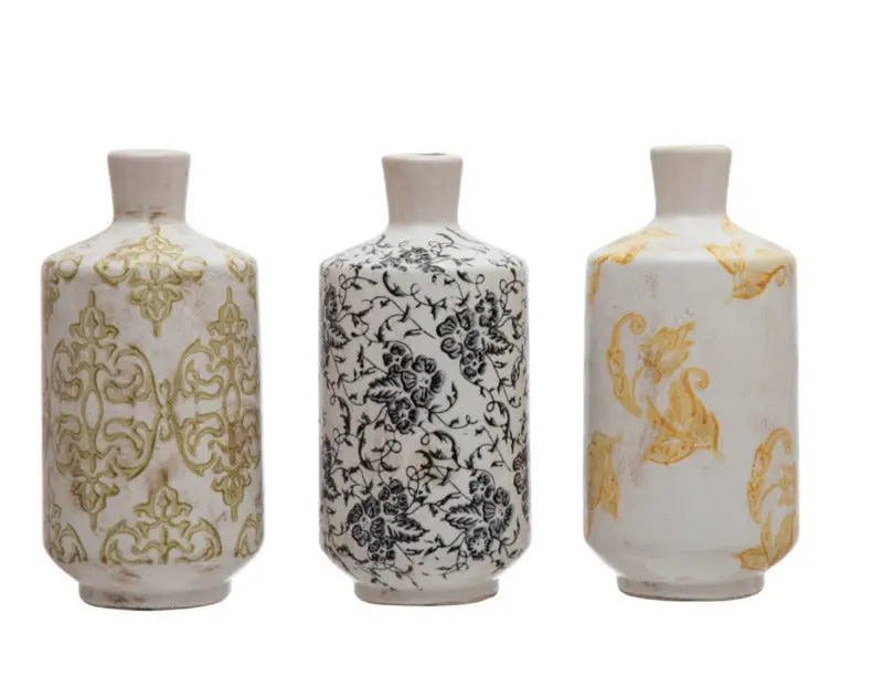 Terracotta Vases In Yellow, Black, And Green Hues 1