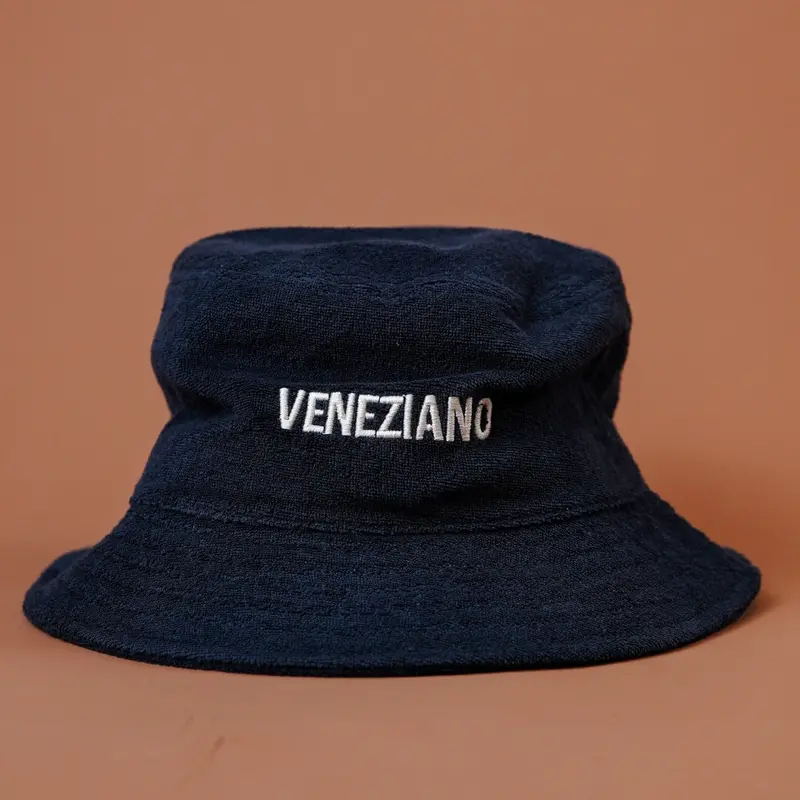 Terry Cloth Bucket Hat In Navy Blue 1