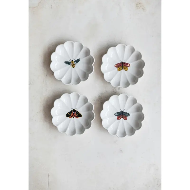 Textured Fluted Insect-Themed Serving Dish Set 1