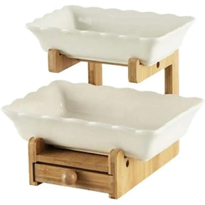 Three-Layer Stackable Dish Rack With Support Stand 1