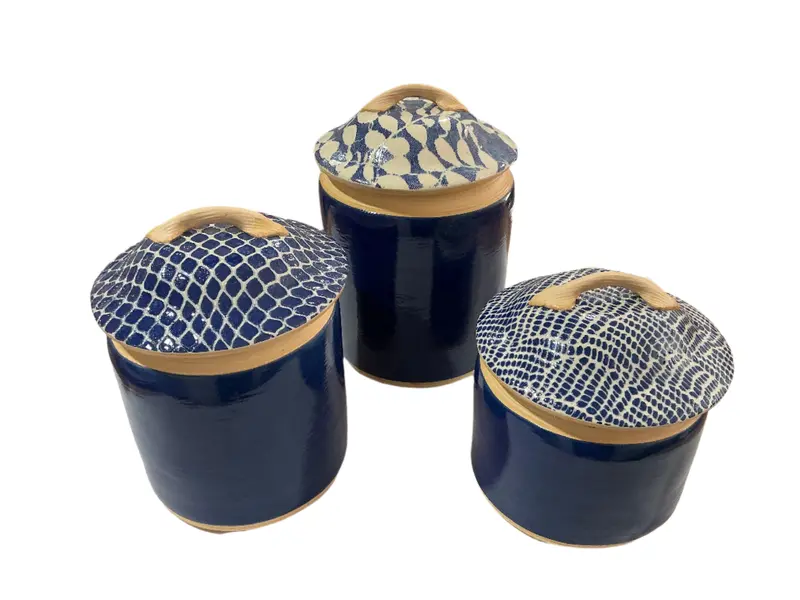 Three-Piece Canister Set – Cobalt Lids And Bases 1