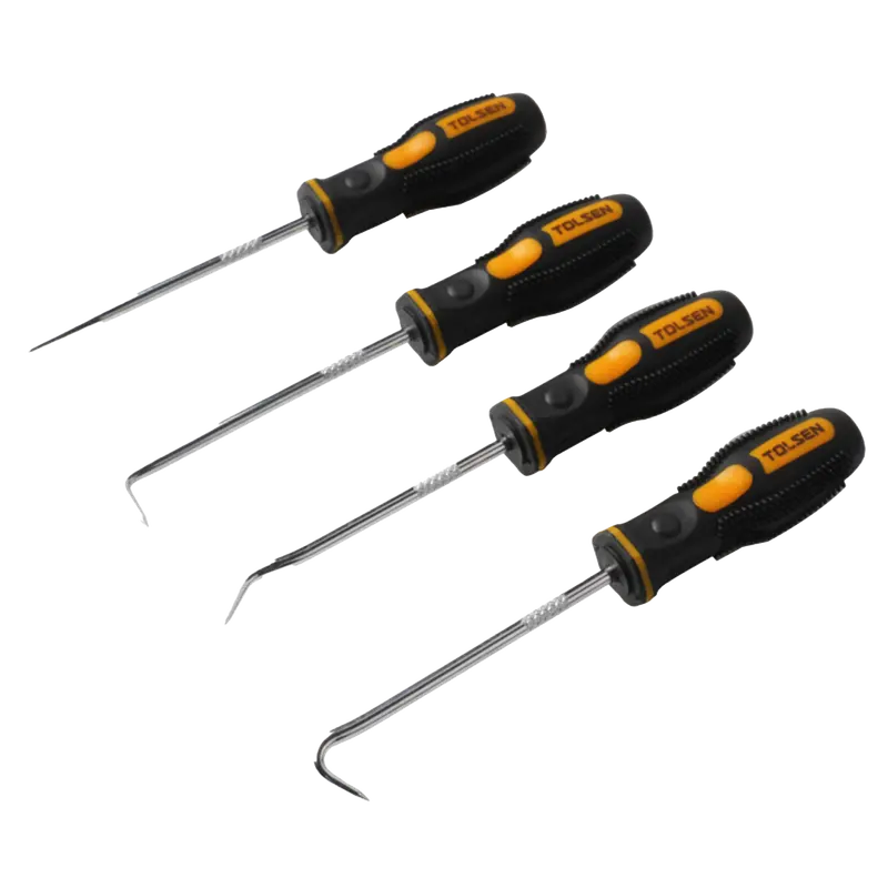 Tolsen 4-Piece Mini Pick And Hook Tool Set – Stainless Steel For Delicate Disassembly 1