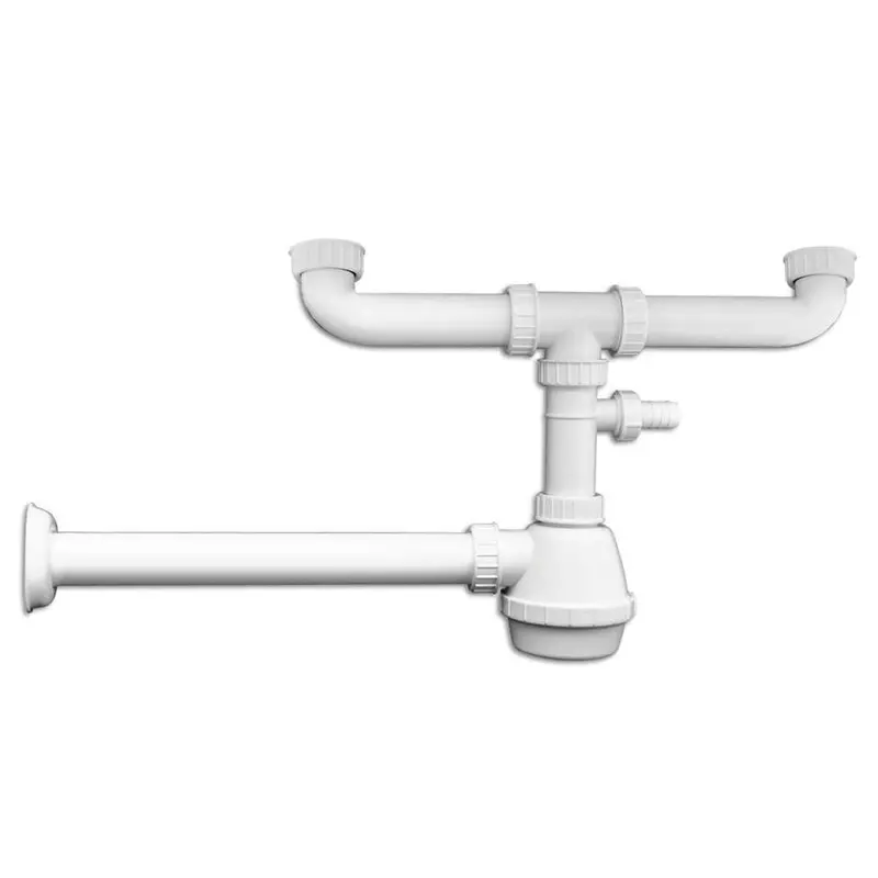 Tramontina 40Mm Dual-Basin Sink Trap – Stainless Steel Drain Assembly 1