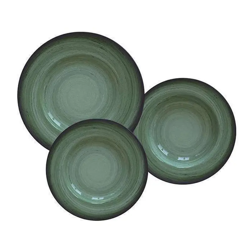 Tramontina Rustico Verde Dinnerware Set – 12-Piece Porcelain Plates In Earthy Green 1