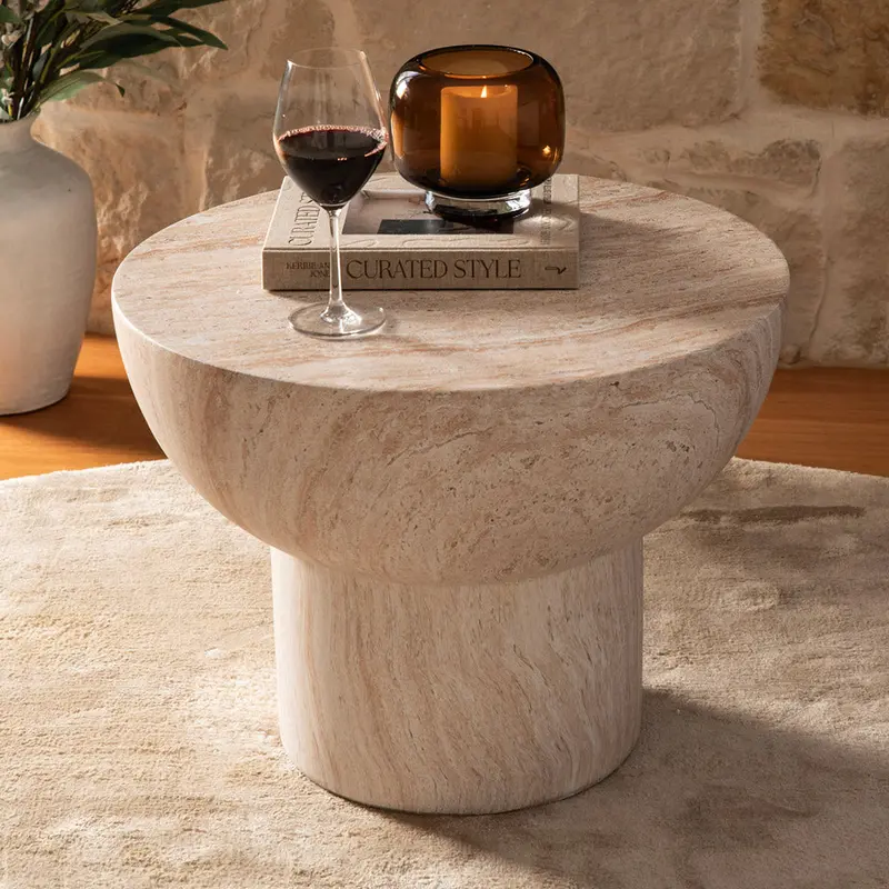Travertine-Effect 60X45 Cm Modern Coffee Table 1
