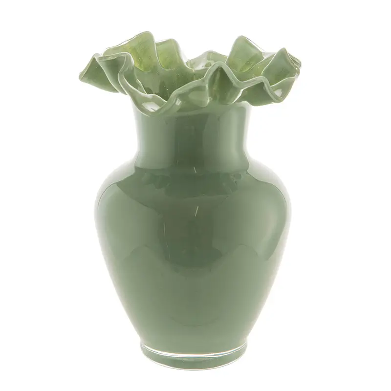 Tulip Green Glass Vase – 22.5 Cm Sleek Stem For Fresh Or Dried Arrangements 1