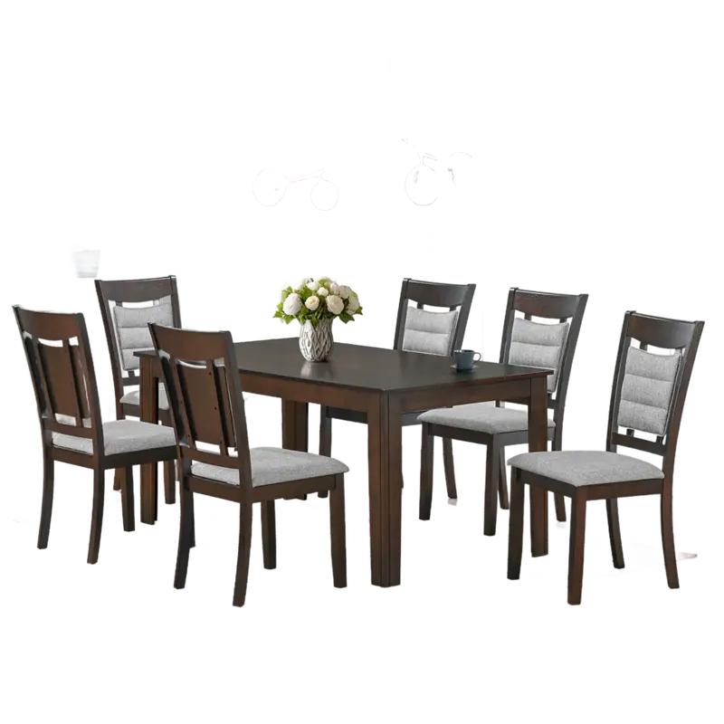 Unique 7-Piece Cappuccino-Finish Dining Set – 1600 × 900 × 740 Mm (Model Uds1183B) 1