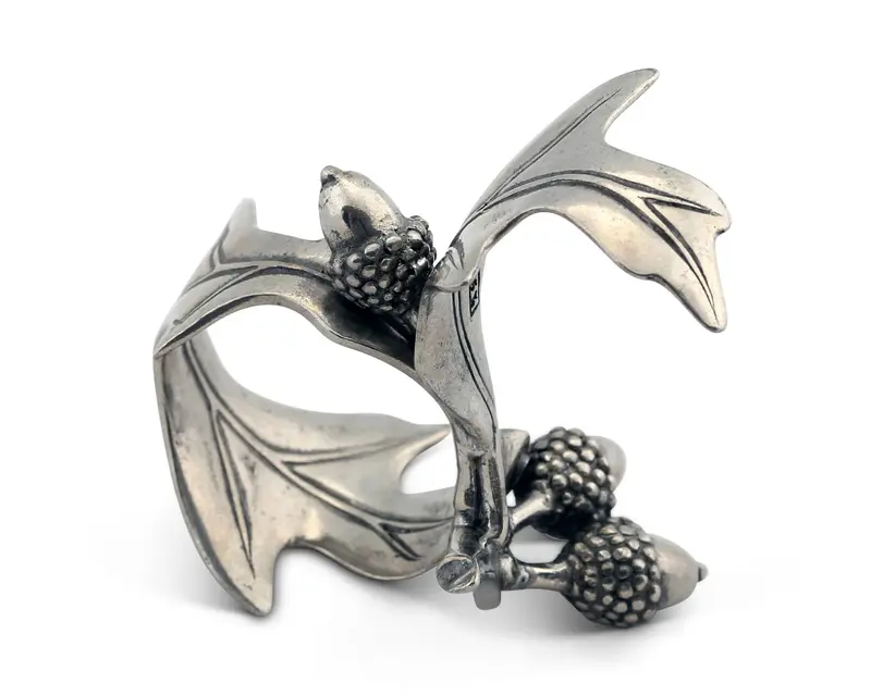 Vagabond House Pewter Acorn & Oak Leaf Napkin Rings 1