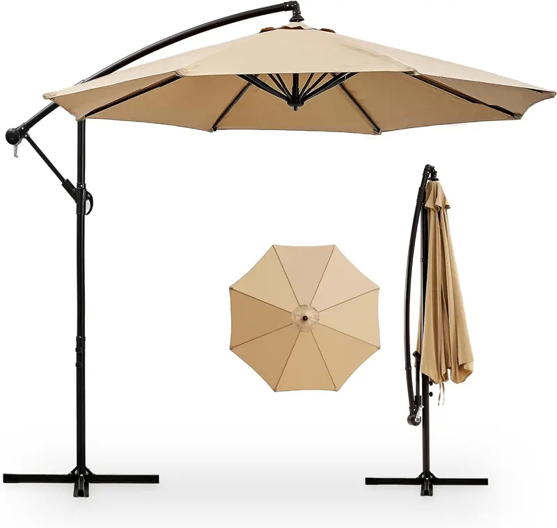Vecelo 10-Foot Offset Patio Umbrella – Uv-Resistant, Waterproof Canopy For Outdoor Areas 1