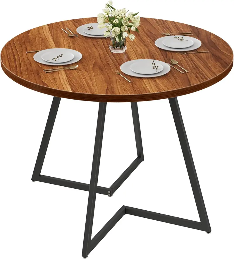 Vecelo 35-Inch Round Dining Table – Compact 4-Person Table For Small Areas 1