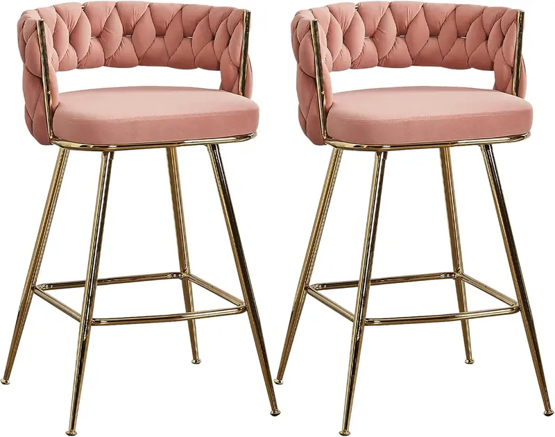 Vecelo Counter-Height Bar Stools – Sleek Metal Frame With Padded Seats 1