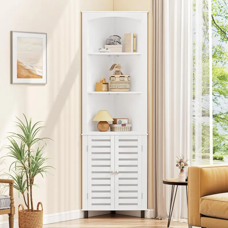 Vecelo Extra-Tall Corner Storage Cabinet – 68.8-Inch Adjustable Shelf Unit 1