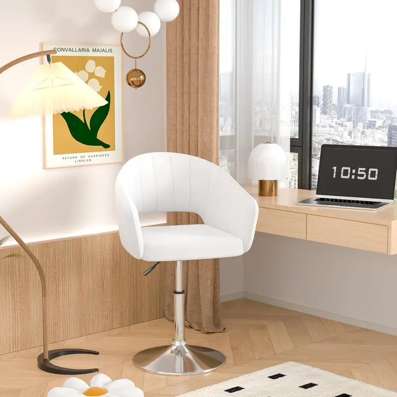 Vecelo High-Back Velvet Bar Stool With Metallic Base – Vanity Or Counter Height Use 1
