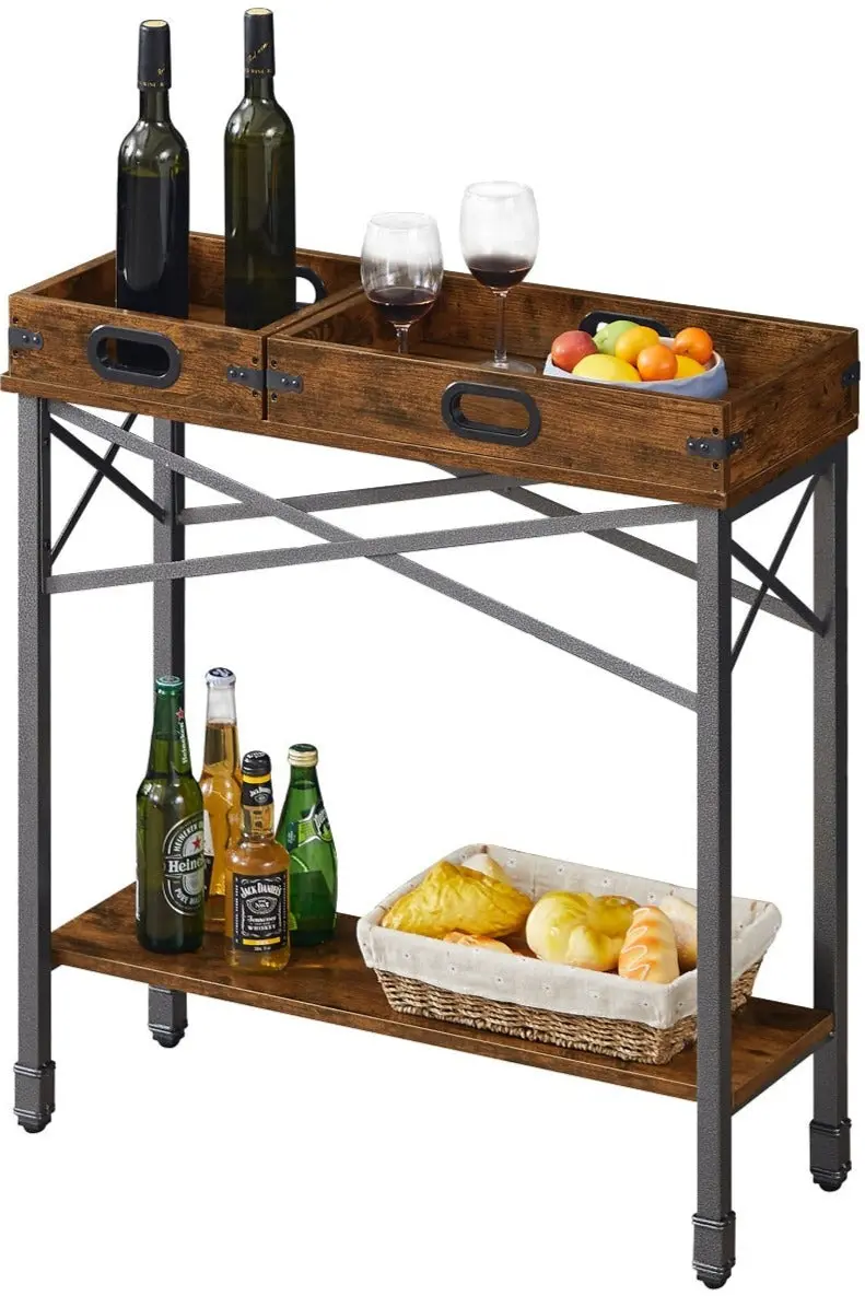 Vecelo Industrial Console Table – Entryway Or Kitchen Island With Removable Trays 1