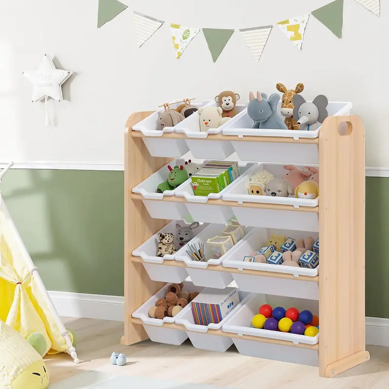 Vecelo Kids Toy Storage System – 12-Compartment Bin Organizer With Frame 1