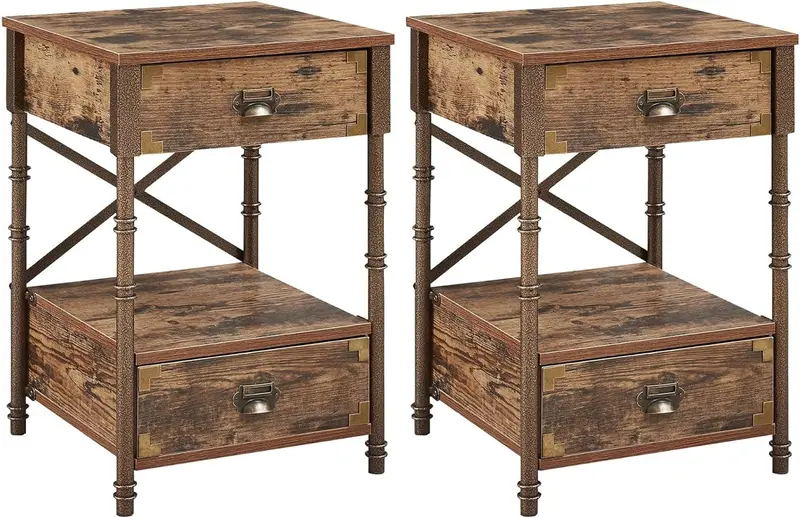 Vecelo Matching Nightstand Pair – Set Of 2 Wooden Side Tables 1