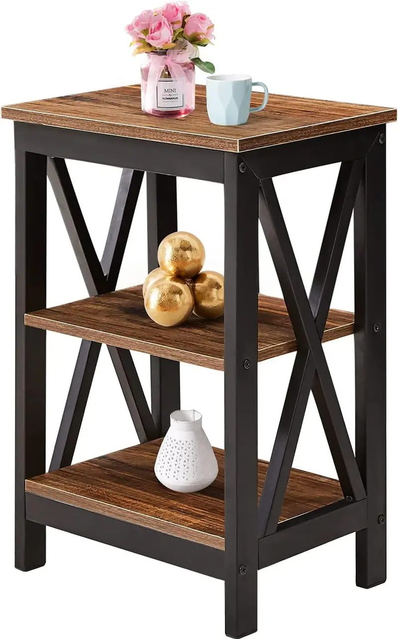 Vecelo Modern 3-Tier Nightstand With Open Shelving – Sold Individually Or In Pairs 1