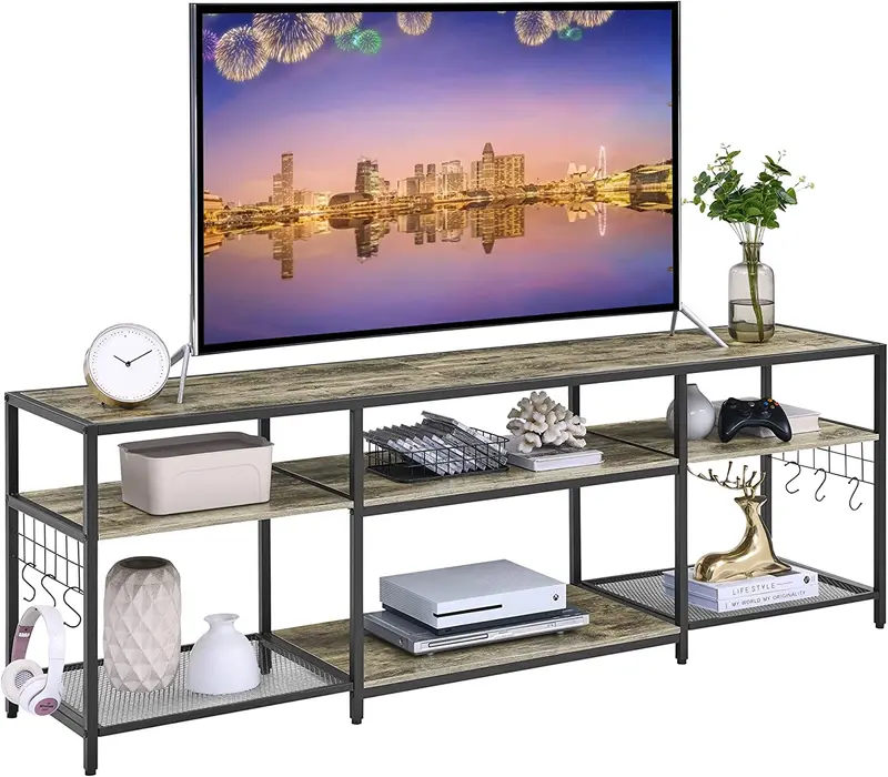 Vecelo Modern Media Console – 3-Tier Open-Shelf Entertainment Center For Tvs Up To 65 Inches 1