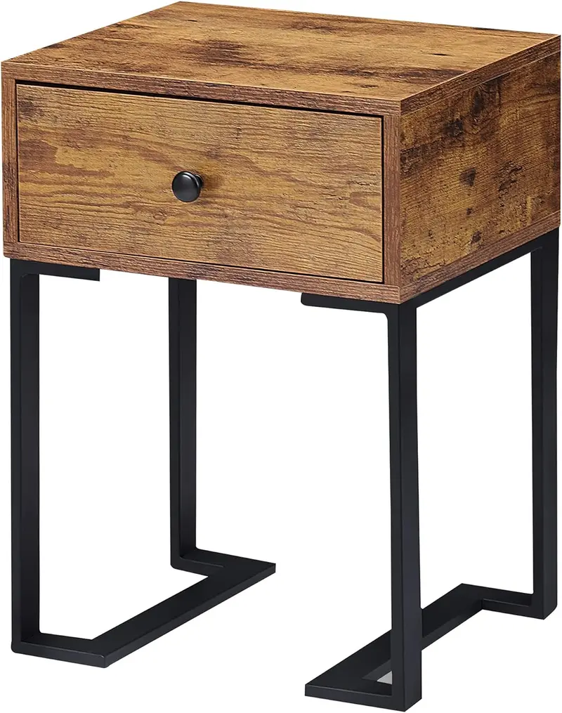 Vecelo Modern Metal-Framed Nightstand – Minimalist Bedside Table With Slim Profile 1