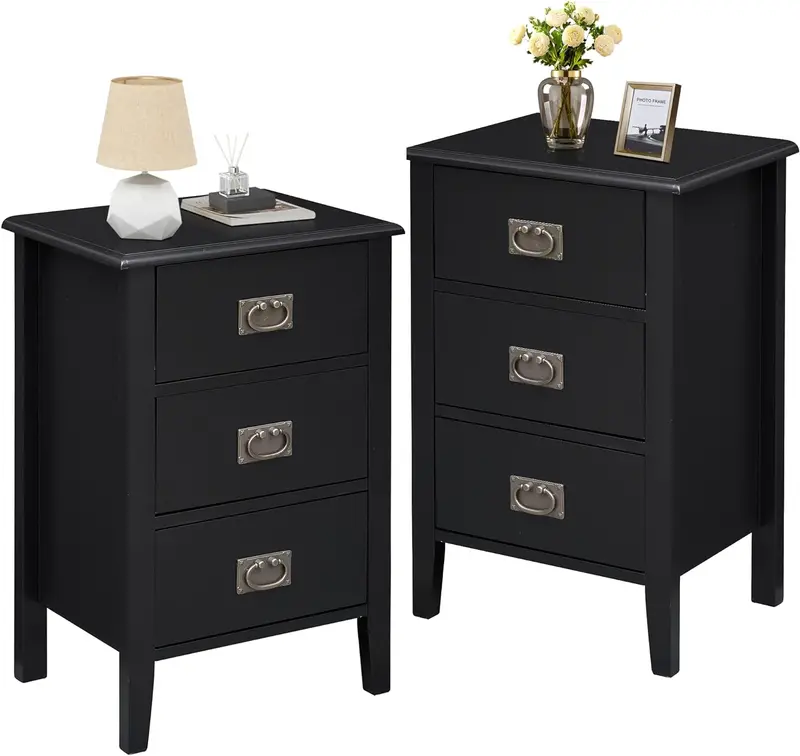 Vecelo Modern Nightstand Set Of 2 With Drawer Storage 1