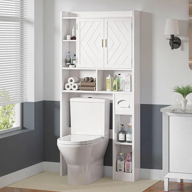 Vecelo Over-Toilet Storage Cabinet – Space-Saving Bathroom Organizer 1