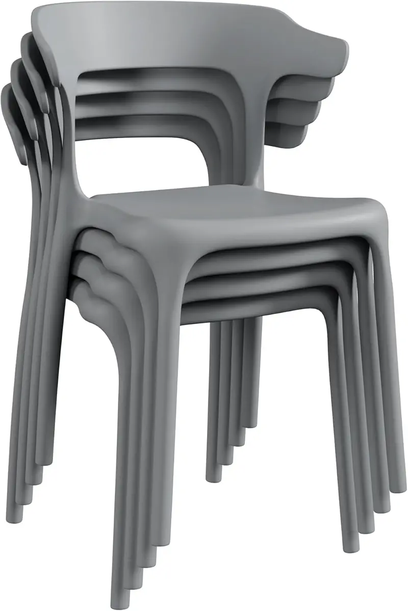 Vecelo Set Of 4 Stackable Plastic Chairs – Lightweight Indoor/Outdoor Seating 1