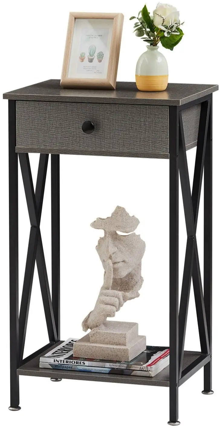 Vecelo Slim Tall Nightstand – Space-Saving 27.6-Inch Side Table (Single Or Twin Pack) 1