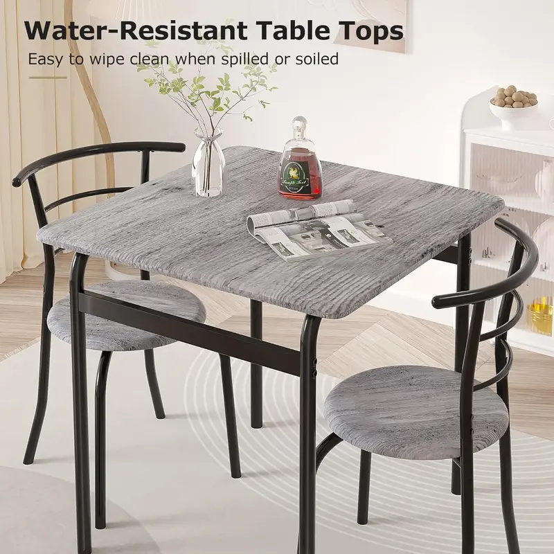 Vecelo Small Dining Set For Couples – Round Or Square Table + 2 Ergonomic Chairs 1