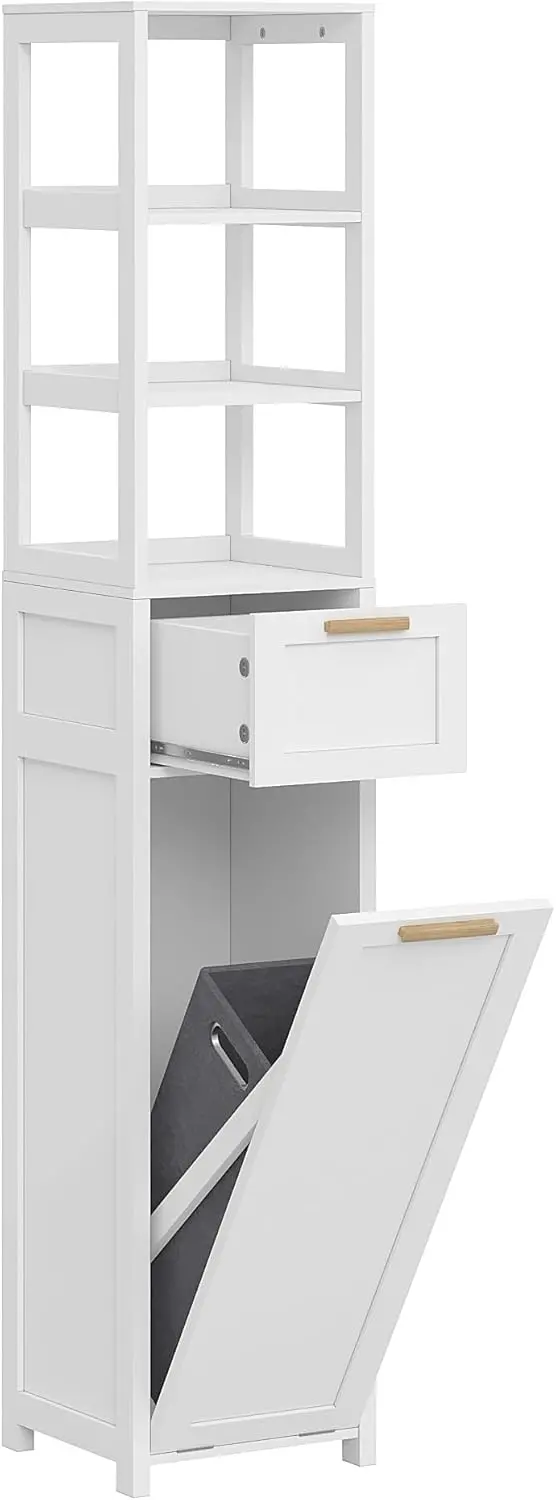 Vecelo Tilt-Out Laundry Hamper Cabinet – Tall Freestanding Unit With Removable Basket 1